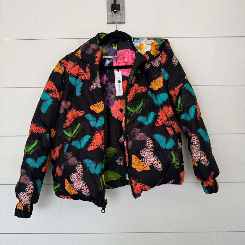 Alice + Olivia Women’s XS Butterfly Reversible Puffer Jacket New